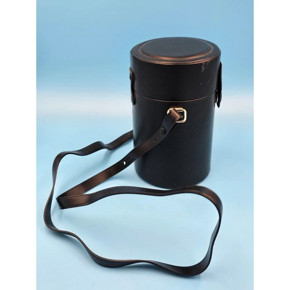 Vintage Hard Black Leather Camera Lens Case 5